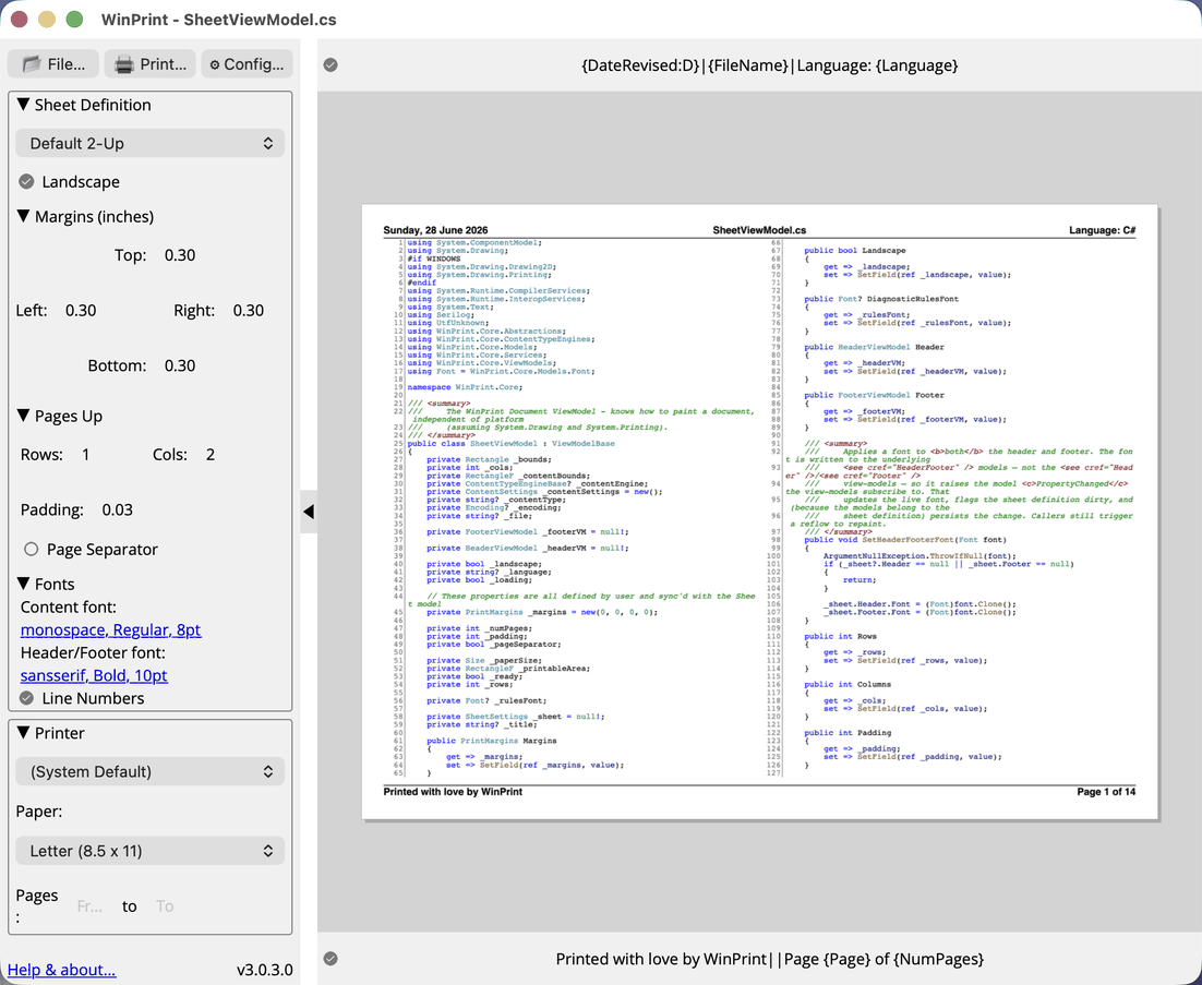 WinPrint GUI on macOS