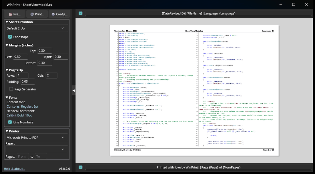 WinPrint GUI on Windows
